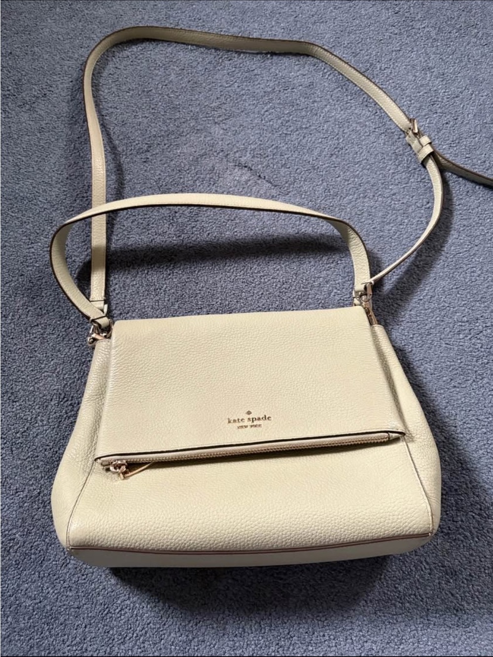 kate spade Cream Pebble Leather Crossbody with Front Zip